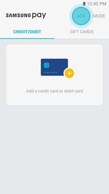 Samsung pay credit/debit setup