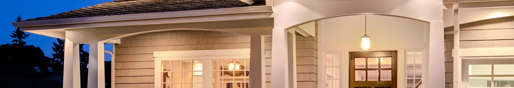 front of a residential home at night