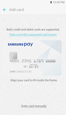 Samsung pay add a card